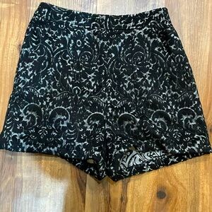 Free Press Black & Gray High Rise Velvety soft Brocade Jacquard Shorts Small